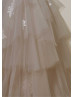 Lace Tulle Tiered Princess Wedding Dress With Detachable Straps